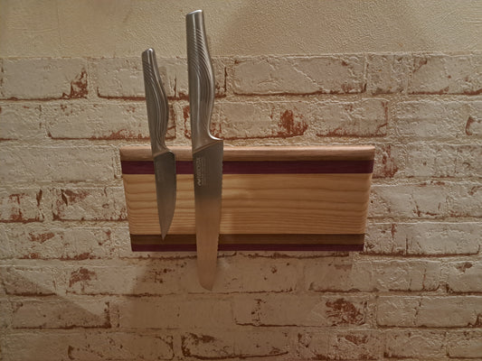 Magnetische Messerleiste aus Esche, Walnuss und Amaranth